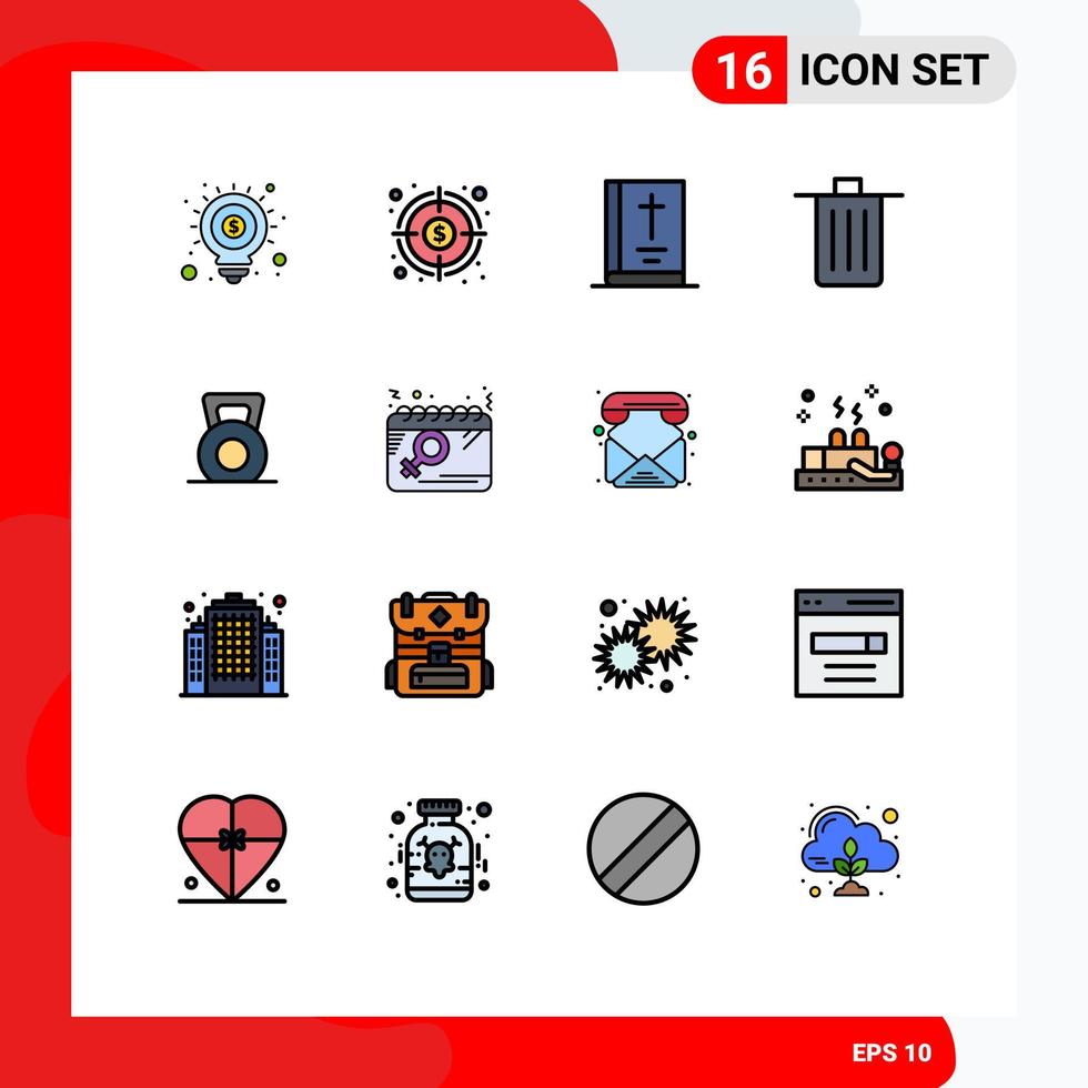 Stock Vector Icon Pack of 16 Line Signs and Symbols for trash delete target been thanksgiving Editable Creative Vector Design Elements