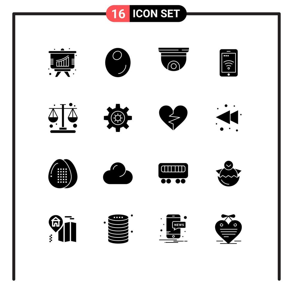 Universal Icon Symbols Group of 16 Modern Solid Glyphs of time business roof wifi sign Editable Vector Design Elements