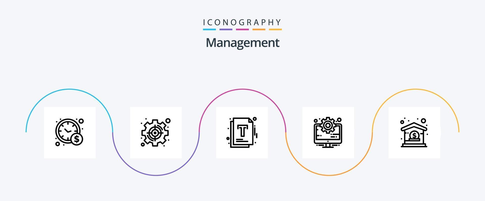 Management Line 5 Icon Pack Including business. setting. document. management. business vector