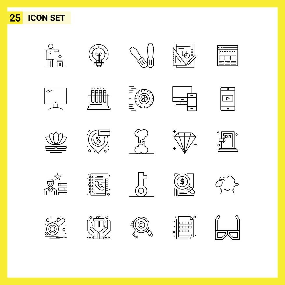 Modern Set of 25 Lines Pictograph of business website solution graph maths Editable Vector Design Elements