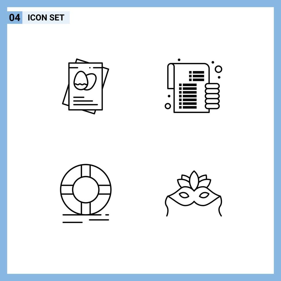 4 User Interface Line Pack of modern Signs and Symbols of passpoet help easter investment protection Editable Vector Design Elements