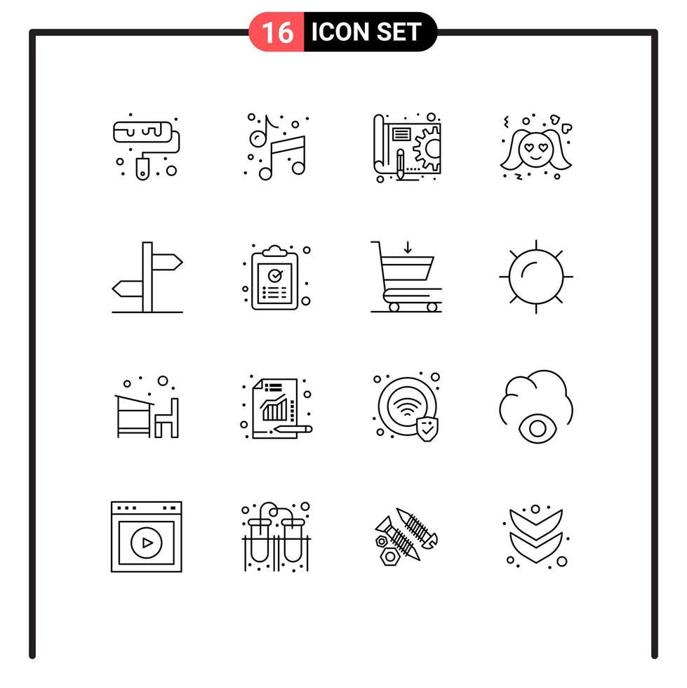 16 Outline concept for Websites Mobile and Apps board direction plan woman romance Editable Vector Design Elements