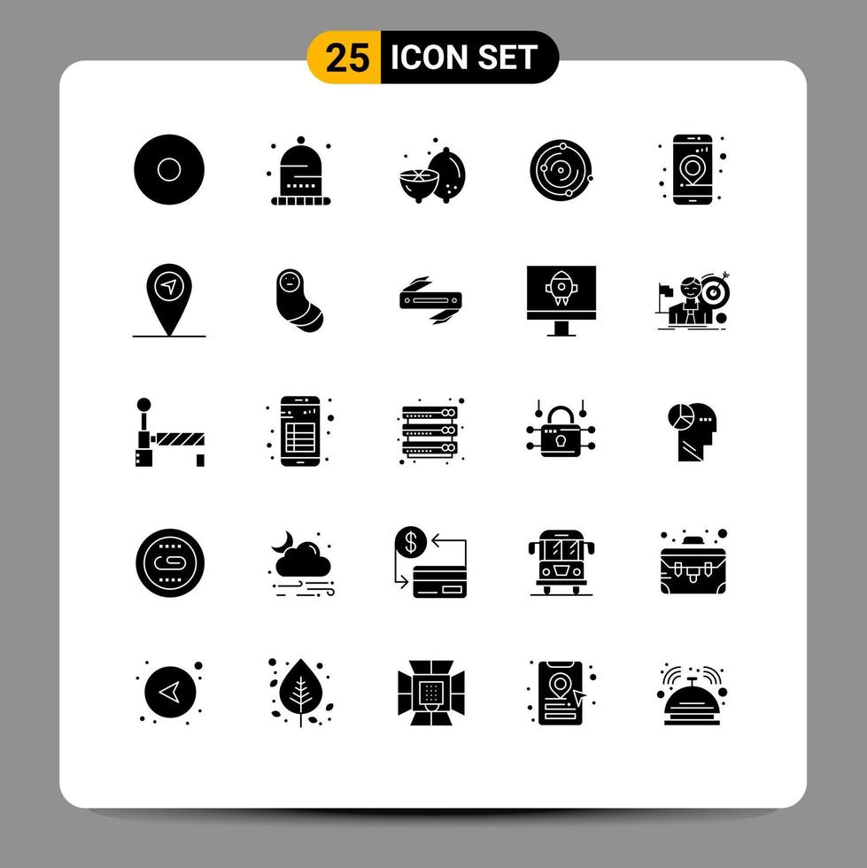 Set of 25 Modern UI Icons Symbols Signs for navigation gps summer app medical Editable Vector Design Elements