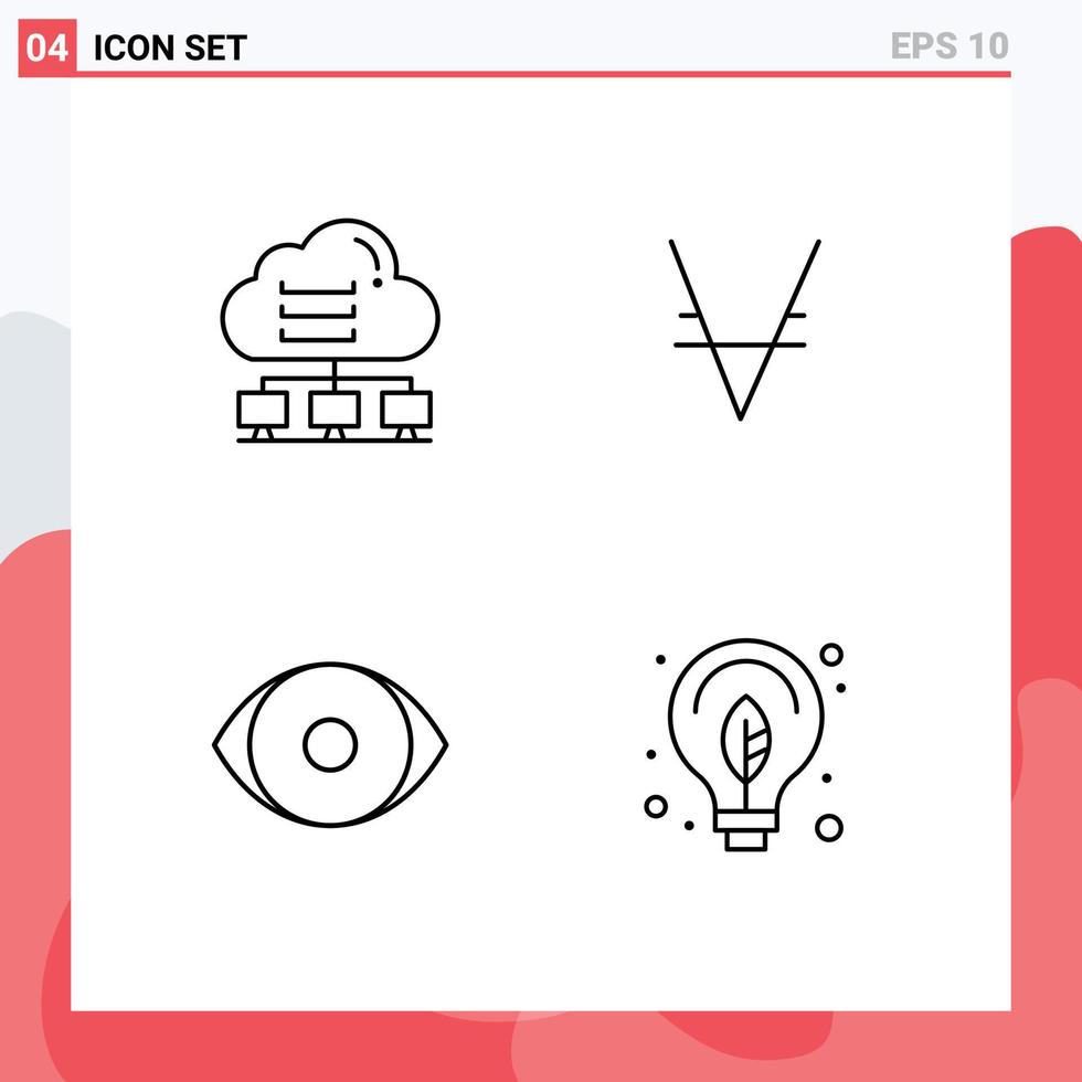 Set of 4 Modern UI Icons Symbols Signs for network eye connect coin human Editable Vector Design Elements