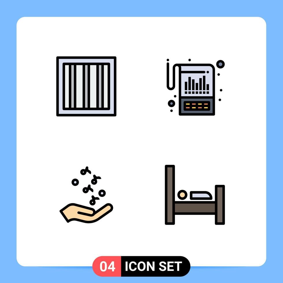 Pictogram Set of 4 Simple Filledline Flat Colors of criminal hand account reporting rock Editable Vector Design Elements