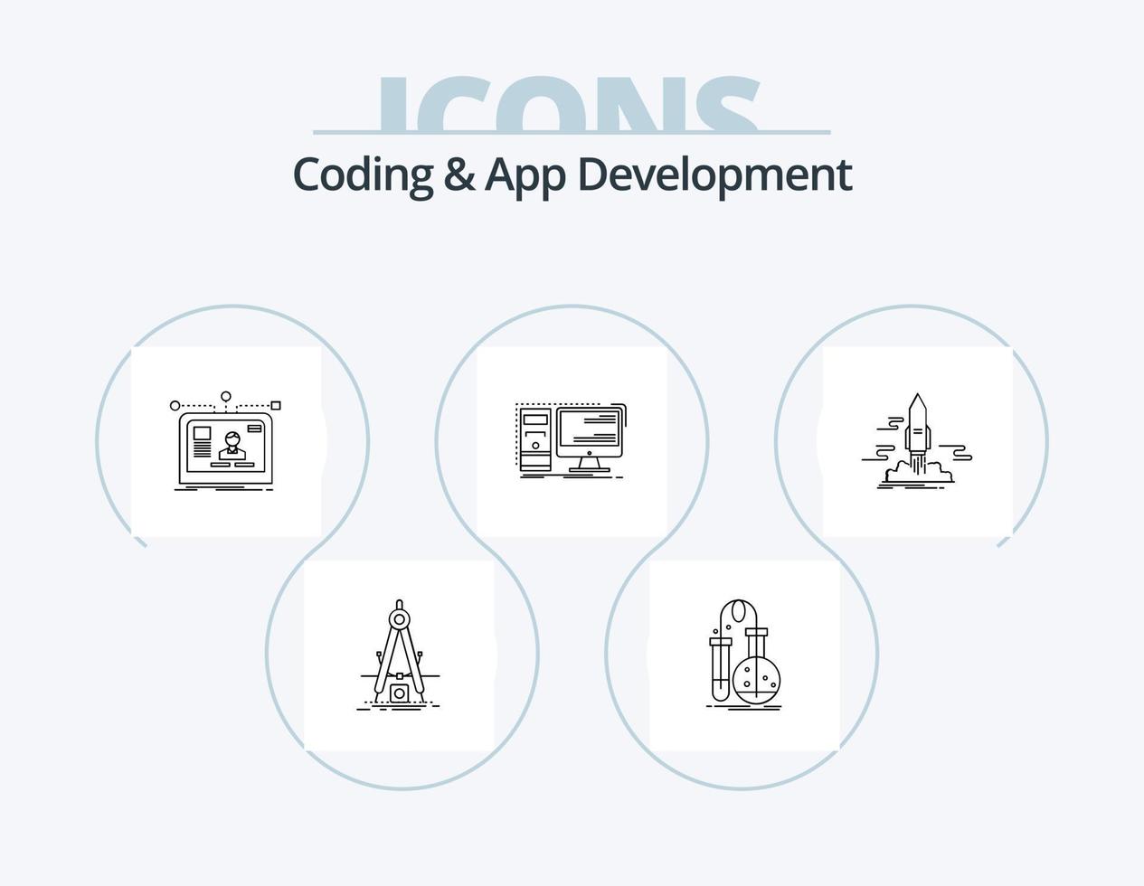 Coding And App Development Line Icon Pack 5 Icon Design. app. service. doc. maintenance. app vector