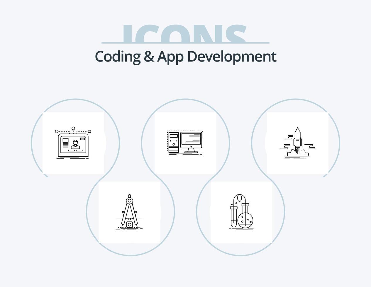 Coding And App Development Line Icon Pack 5 Icon Design. app. service. doc. maintenance. app vector