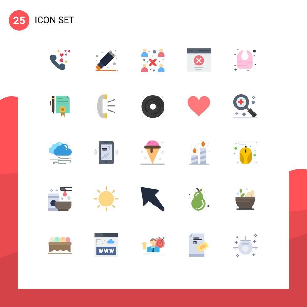 Universal Icon Symbols Group of 25 Modern Flat Colors of baby message business interface communication Editable Vector Design Elements
