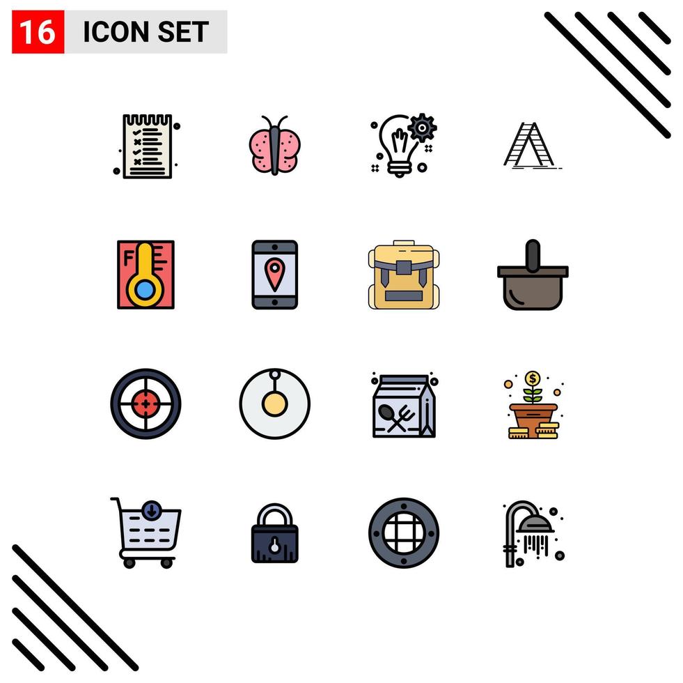 Set of 16 Modern UI Icons Symbols Signs for cloud construction bulb building setting Editable Creative Vector Design Elements