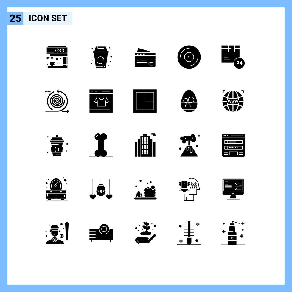 conjunto de 25 iconos de interfaz de usuario modernos signos de símbolos para entrega vinilo crédito giradiscos dj elementos de diseño vectorial editables vector