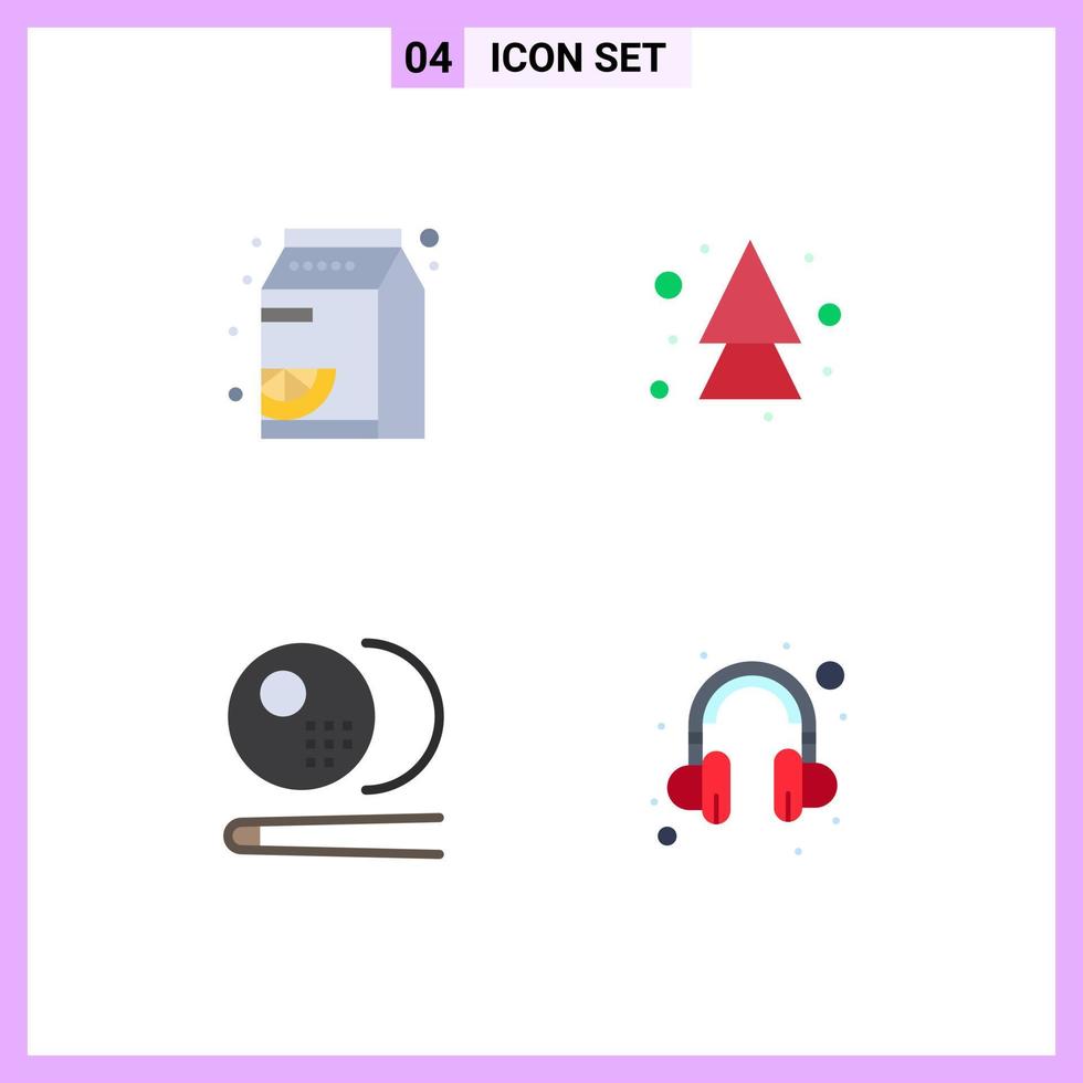 Set of 4 Commercial Flat Icons pack for fruit pool pak up sports Editable Vector Design Elements