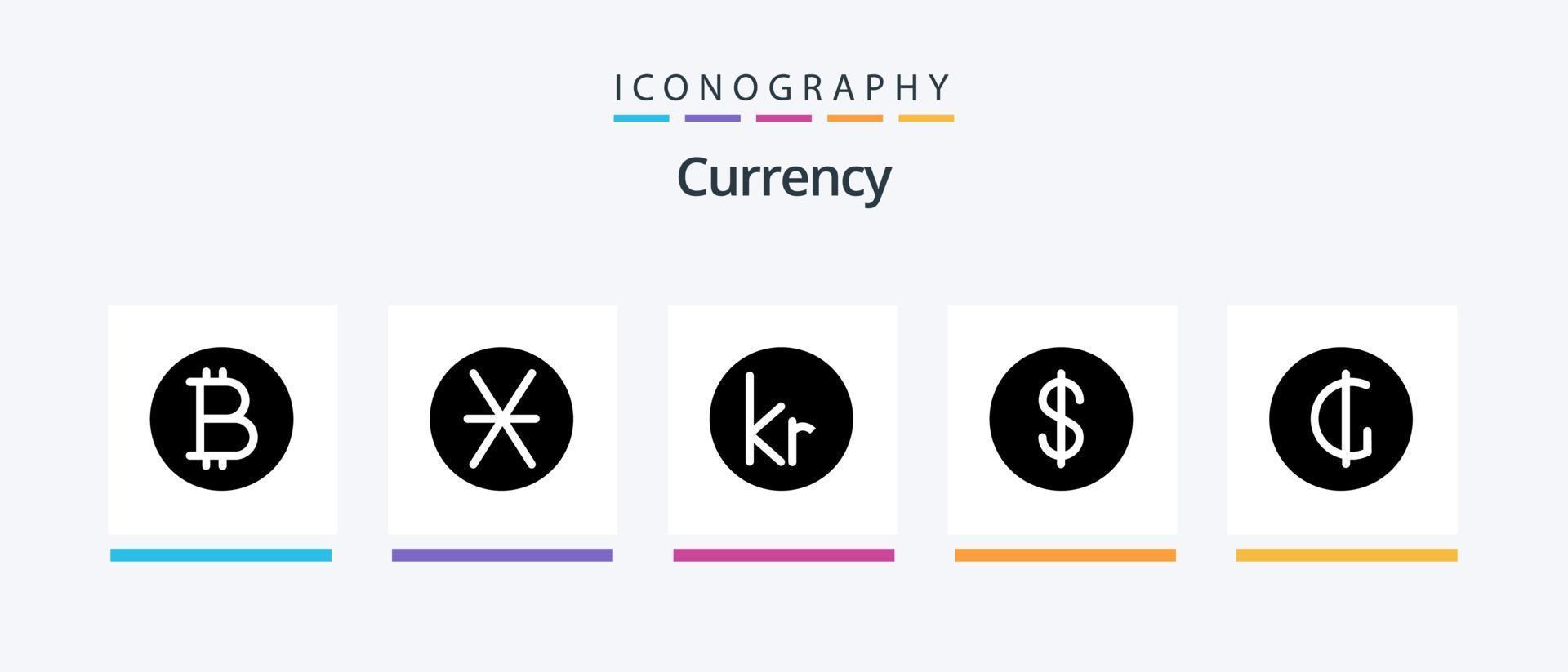 Currency Glyph 5 Icon Pack Including money. dollar . money. danish. Creative Icons Design vector