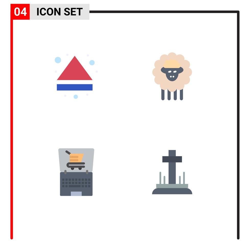 Pictogram Set of 4 Simple Flat Icons of arrow laptop down sheep shopping Editable Vector Design Elements