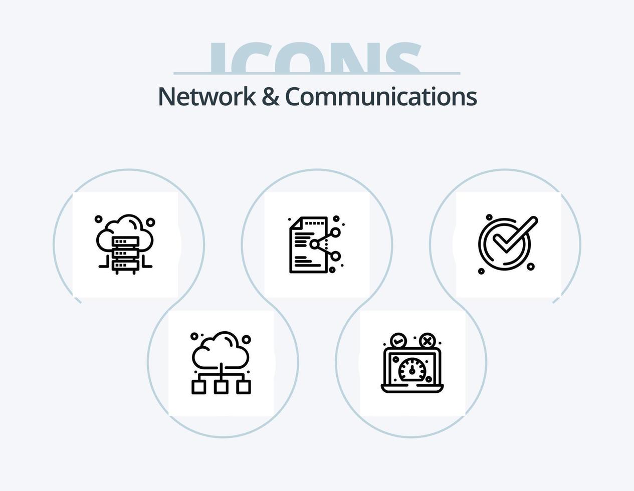 Network And Communications Line Icon Pack 5 Icon Design. internet. solution. target. problem. question vector