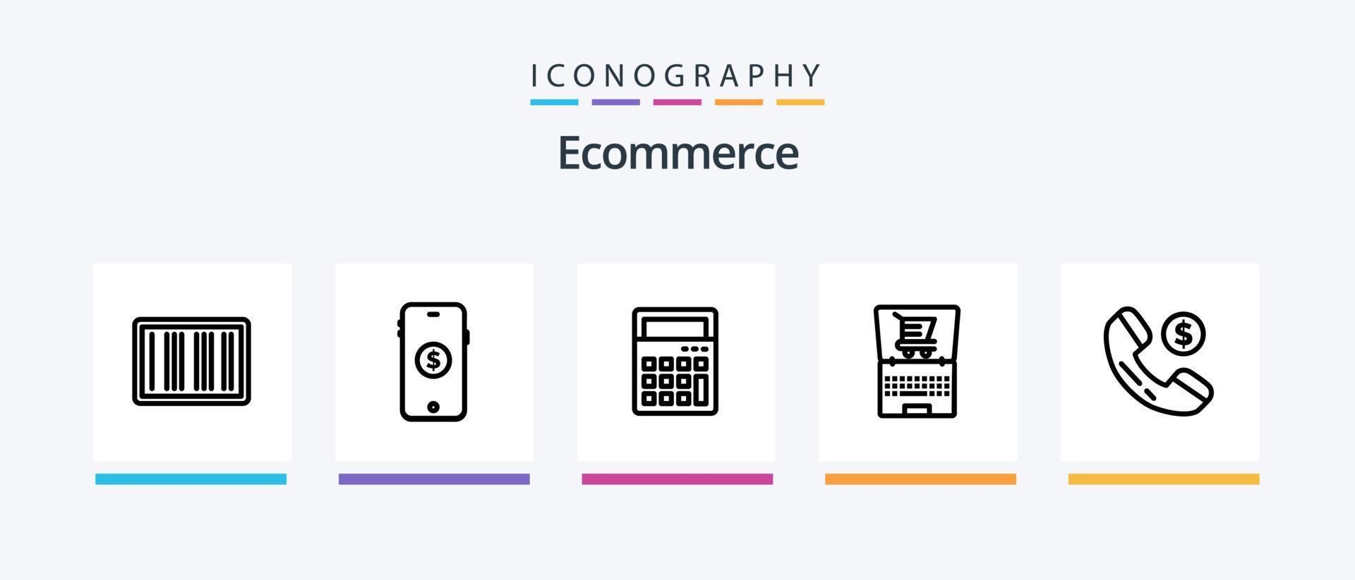 Ecommerce Line 5 Icon Pack Including discount. shop. hand. market. bag. Creative Icons Design vector