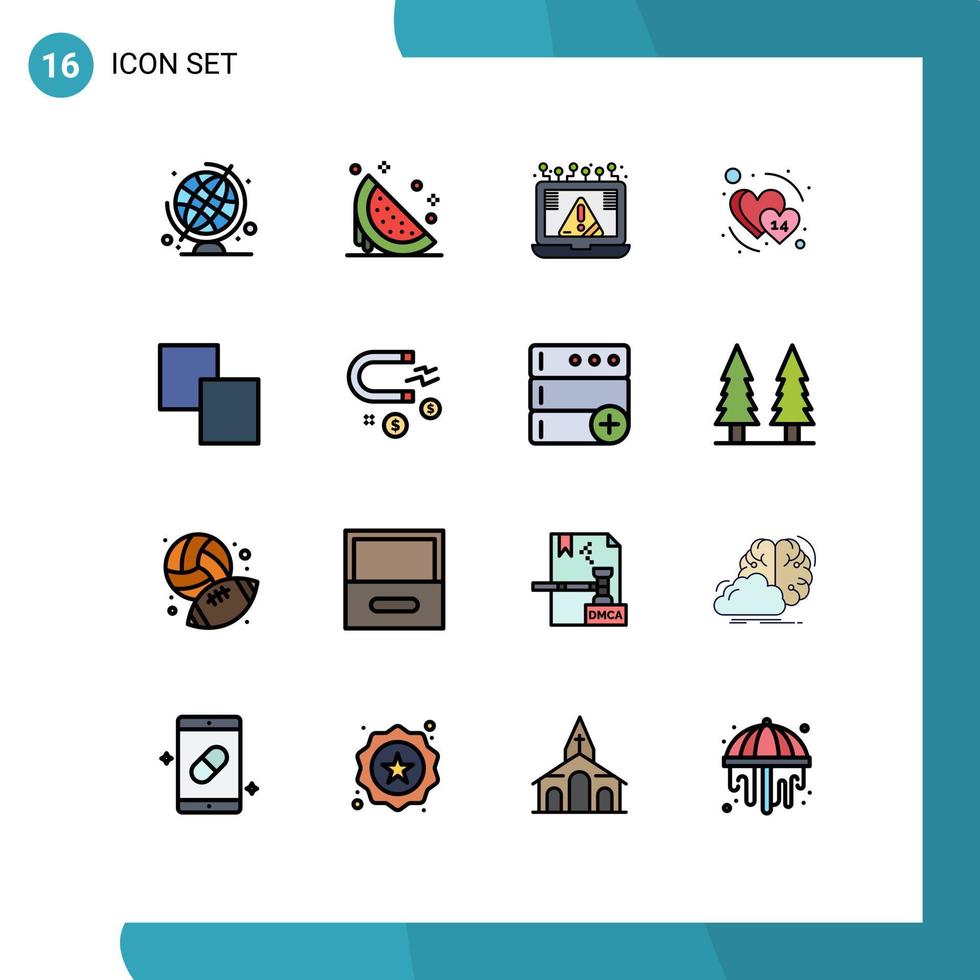 Set of 16 Modern UI Icons Symbols Signs for clone february connection date security Editable Creative Vector Design Elements