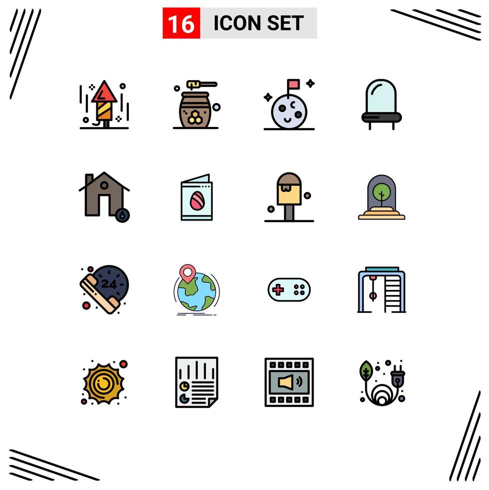 paquete de iconos de vectores de stock de 16 signos y símbolos de línea para edificios de incendios diodo de luz de relajación elementos de diseño de vectores creativos editables