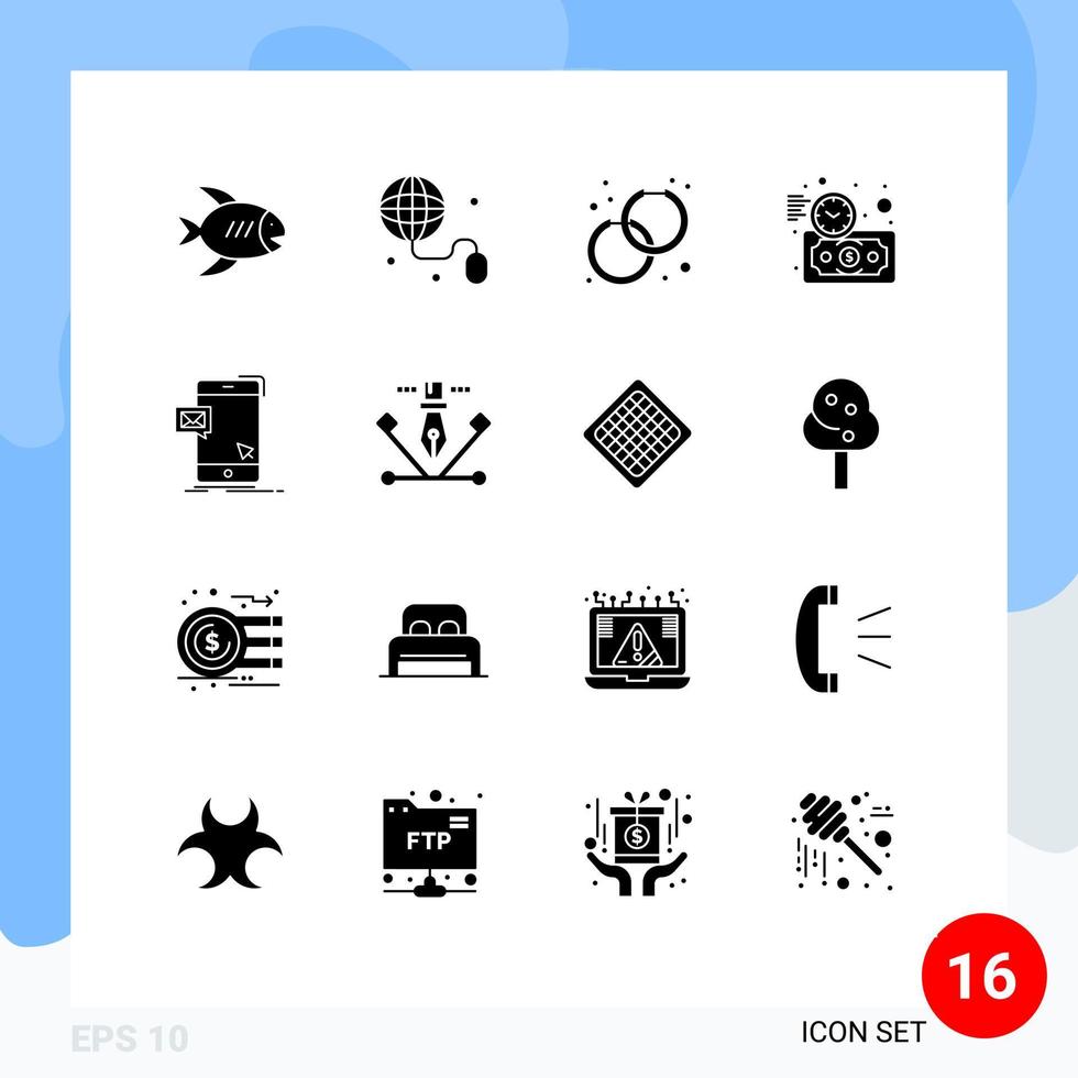 Set of 16 Modern UI Icons Symbols Signs for instant bulk accessory time investment Editable Vector Design Elements