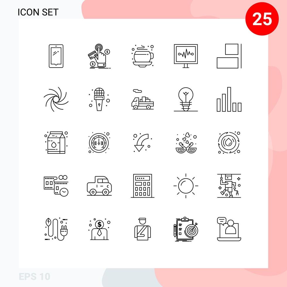 conjunto de 25 iconos de interfaz de usuario modernos signos de símbolos para alinear elementos de diseño vectorial editables de línea de vida de pago de pulso vector