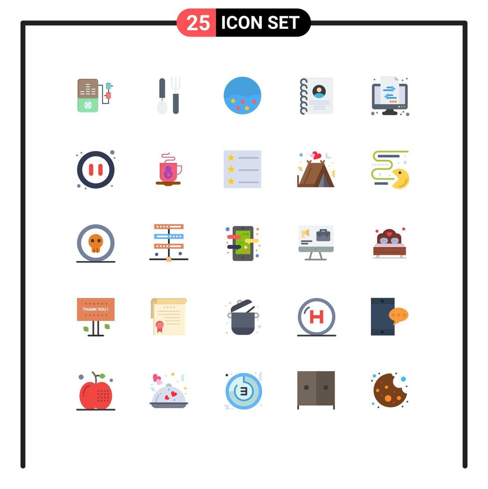 Flat Color Pack of 25 Universal Symbols of finance phone skin user contacts Editable Vector Design Elements