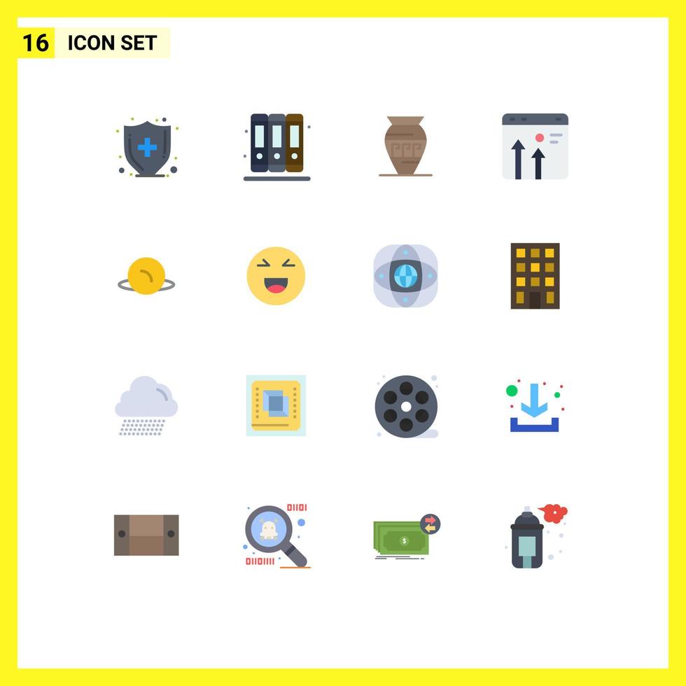 16 Universal Flat Colors Set for Web and Mobile Applications map growth emoji economy browser Editable Pack of Creative Vector Design Elements