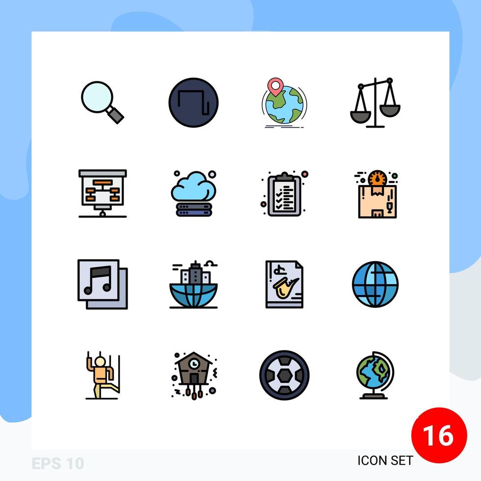 Set of 16 Modern UI Icons Symbols Signs for graphic libra globe finance balance Editable Creative Vector Design Elements