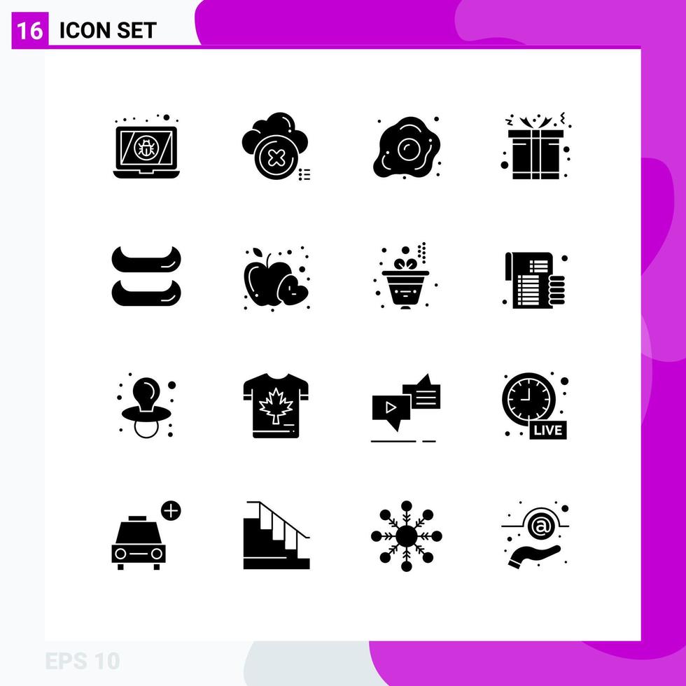 16 Solid Glyph concept for Websites Mobile and Apps boat christmas cross box healthy Editable Vector Design Elements