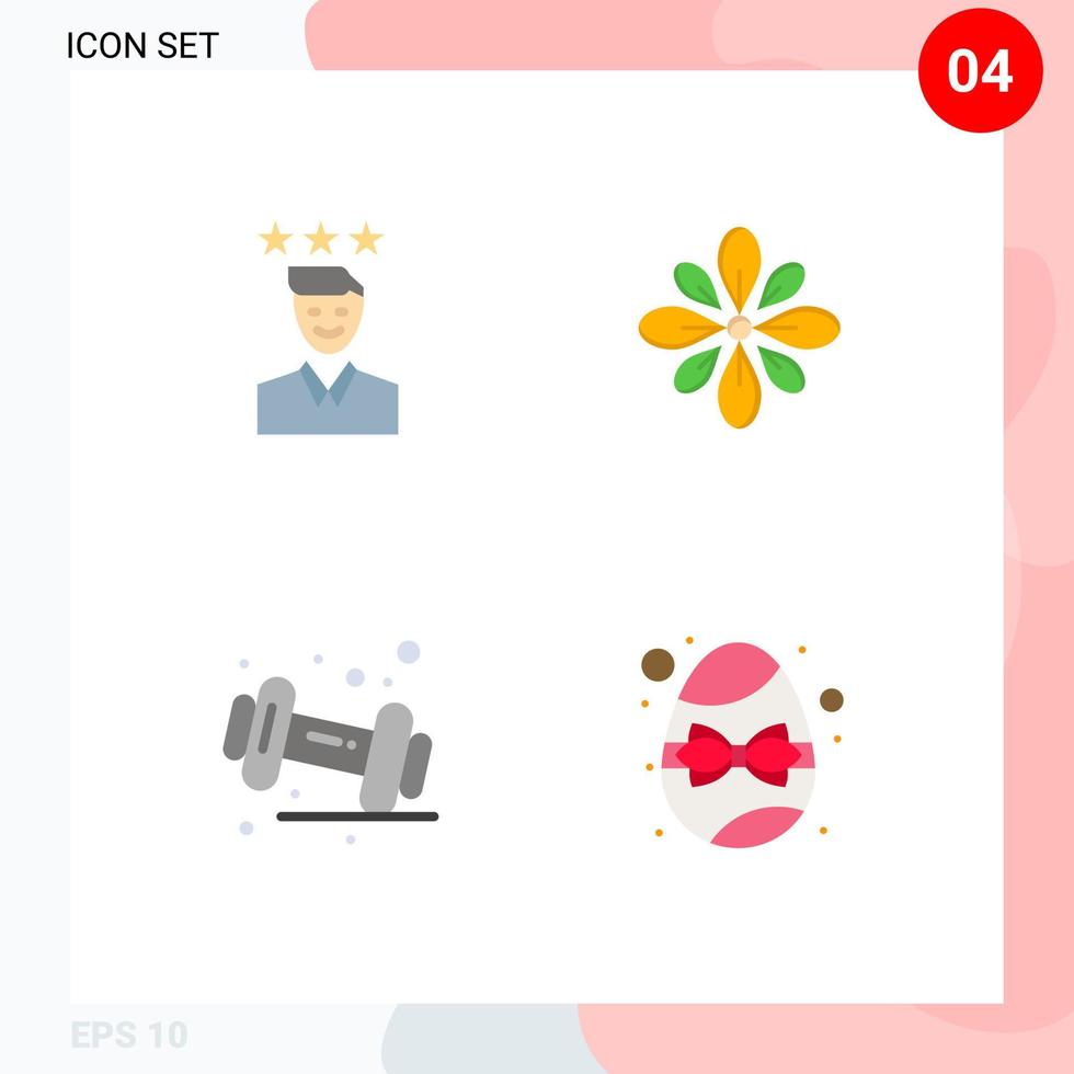 paquete de 4 iconos planos creativos de negocios trabajo hindú decorar elementos de diseño vectorial editables de dieta vector