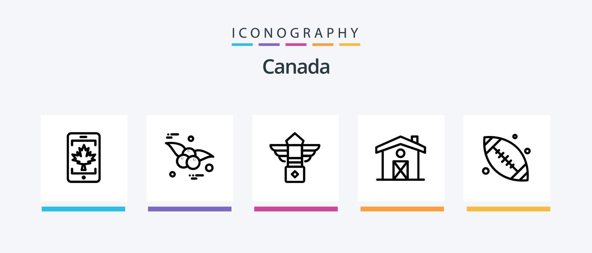 Canada Line 5 Icon Pack Including log. canada. education. cup. bottle. Creative Icons Design vector