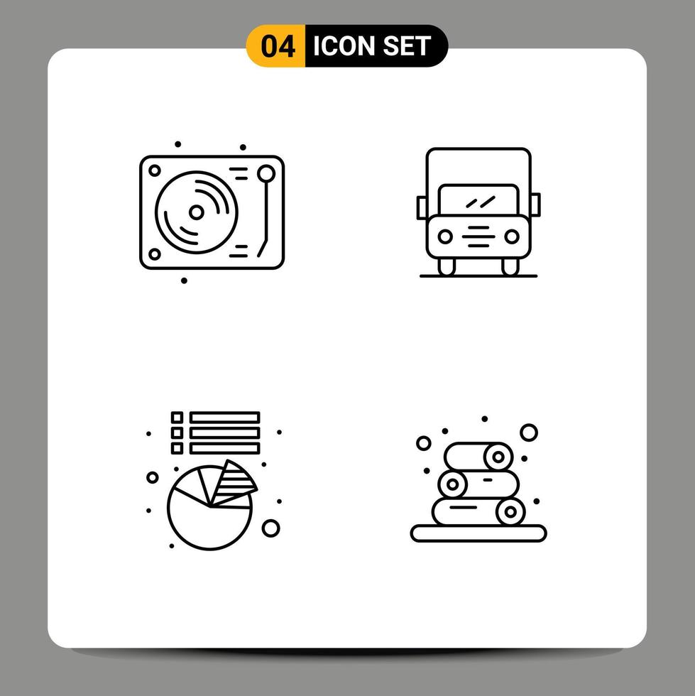 4 Line concept for Websites Mobile and Apps celebration pie party truck spa Editable Vector Design Elements