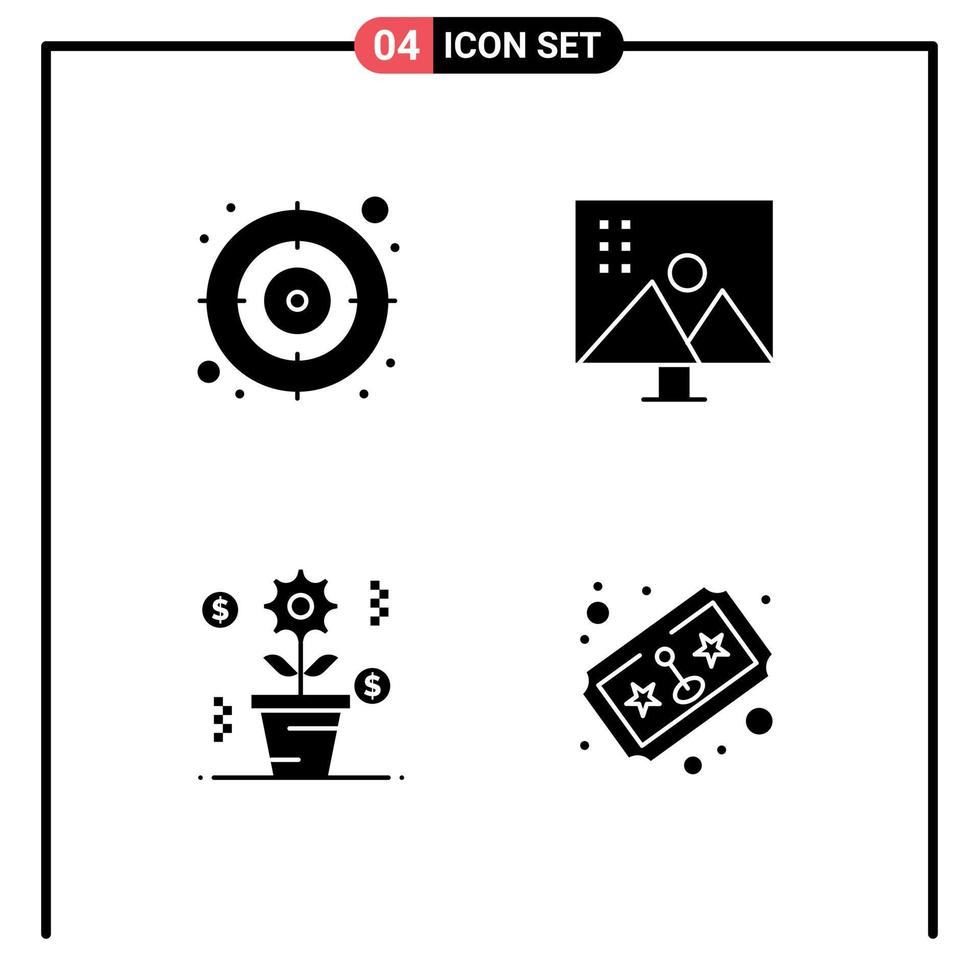 Group of 4 Modern Solid Glyphs Set for arrow dollar altering image photo editing growth Editable Vector Design Elements