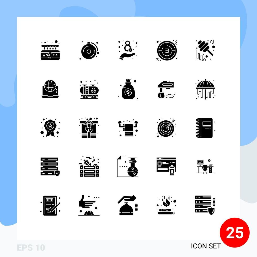 Modern Set of 25 Solid Glyphs Pictograph of honey autumn eight stopwatch time Editable Vector Design Elements