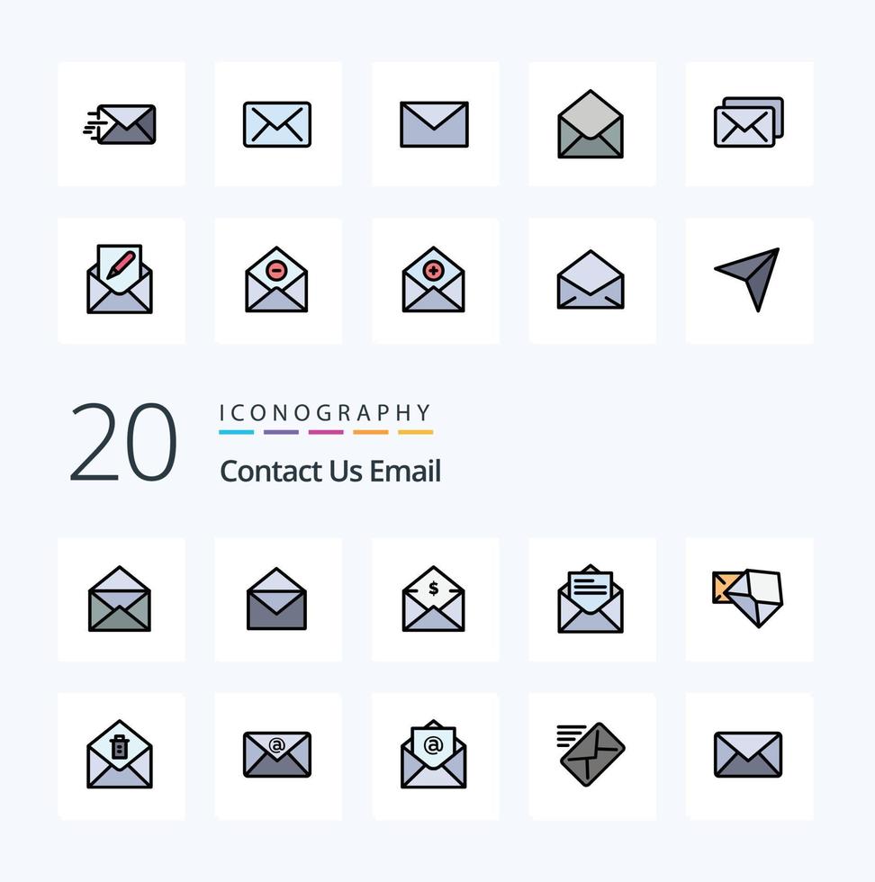 20 Email Line Filled Color icon Pack like deletemail communication mail mail email vector