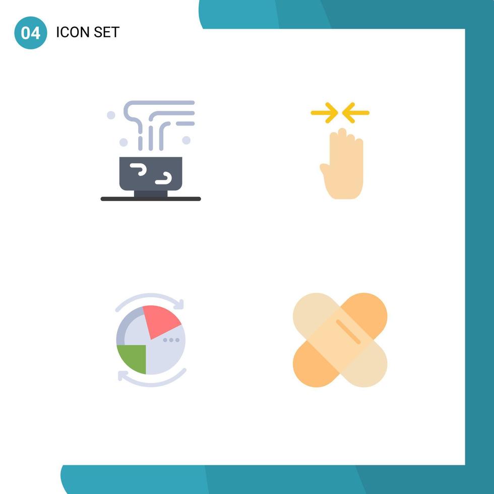4 Universal Flat Icon Signs Symbols of coffee data hot drink four finger graph Editable Vector Design Elements