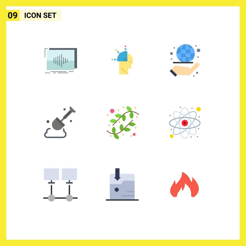 Set of 9 Modern UI Icons Symbols Signs for catkin tool art shovel management Editable Vector Design Elements