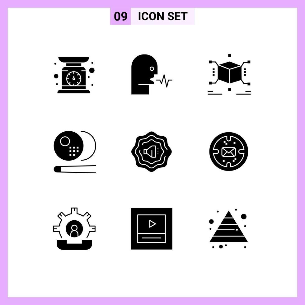 9 Thematic Vector Solid Glyphs and Editable Symbols of accustic snooker talk pool box Editable Vector Design Elements
