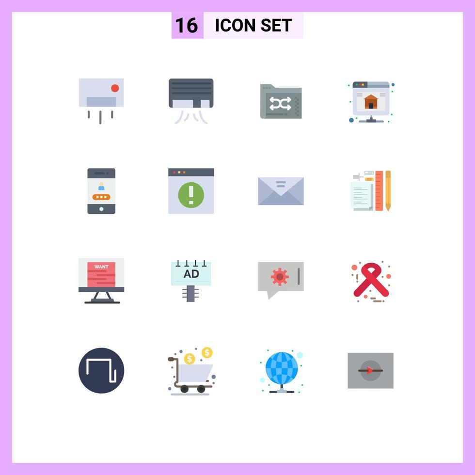 Group of 16 Modern Flat Colors Set for access hosting backup database management Editable Pack of Creative Vector Design Elements