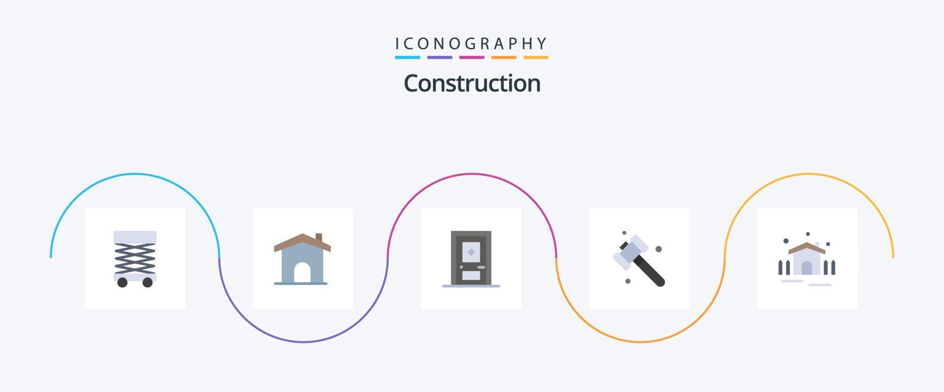 paquete de iconos de 5 planos de construcción que incluye patio. construcción. edificio. herramienta. construcción vector