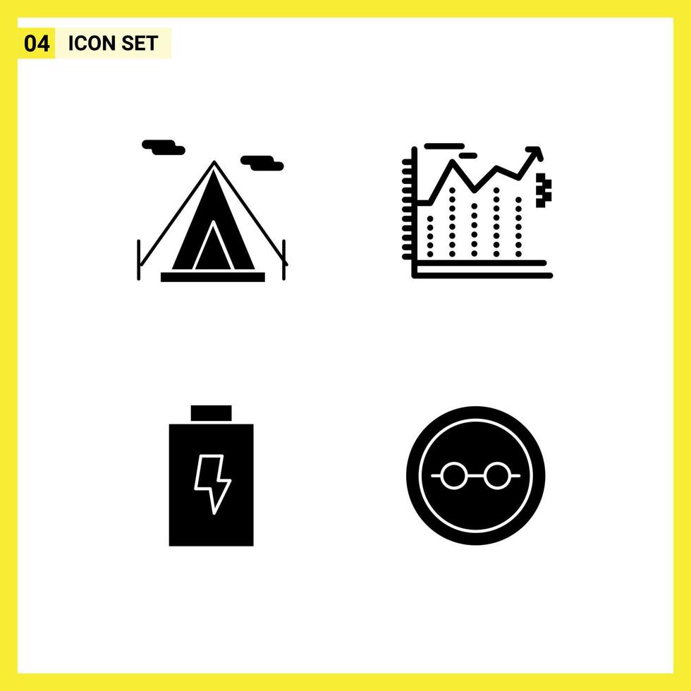 Set of 4 Modern UI Icons Symbols Signs for beach tent electric arrows economics frame Editable Vector Design Elements