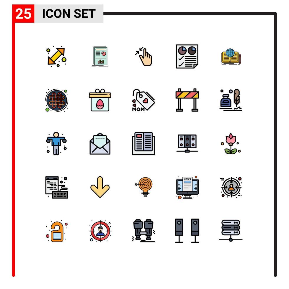 conjunto de 25 iconos de interfaz de usuario modernos símbolos signos para documento de contrato de dos páginas toque elementos de diseño vectorial editables vector