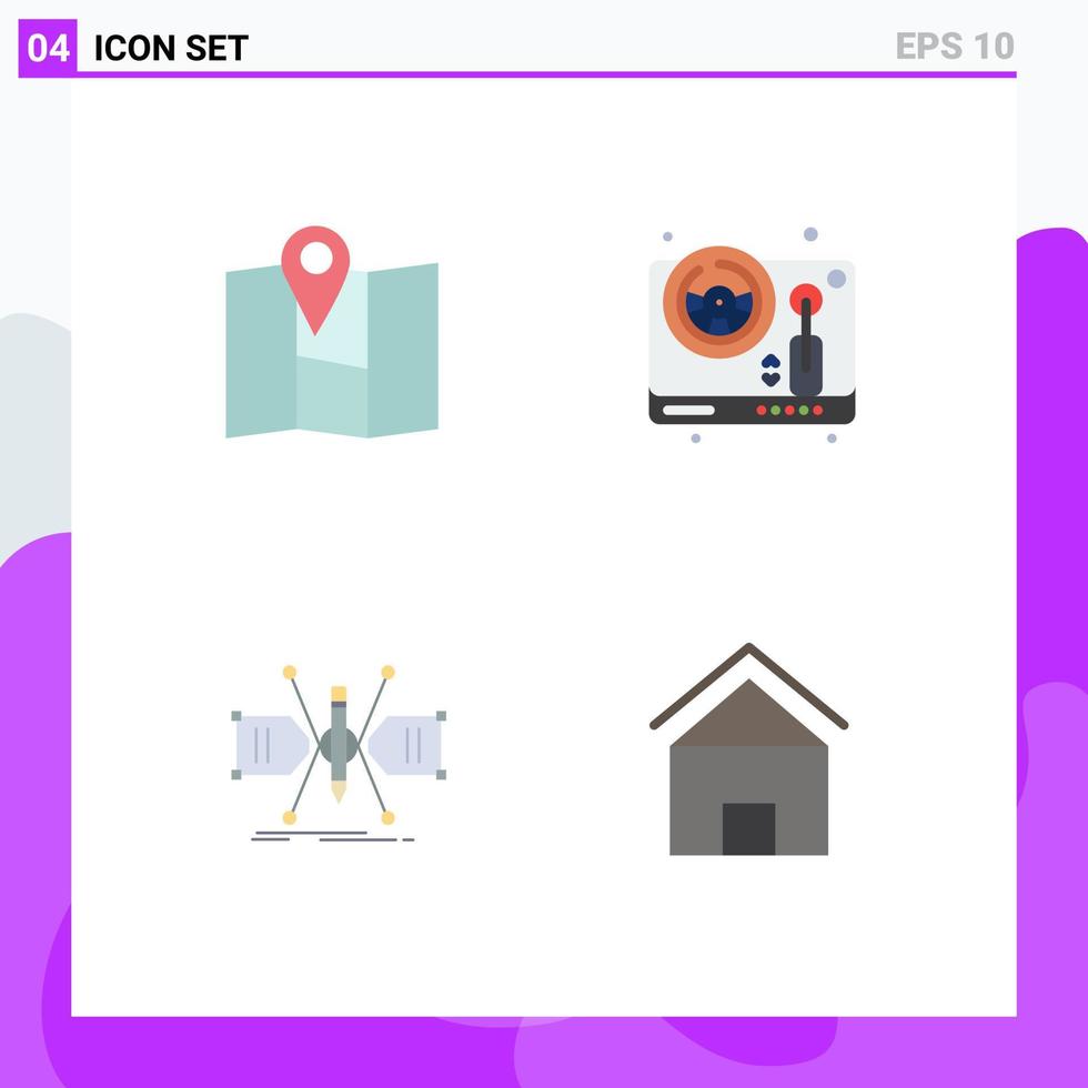 4 Universal Flat Icon Signs Symbols of location grid steering play structure Editable Vector Design Elements