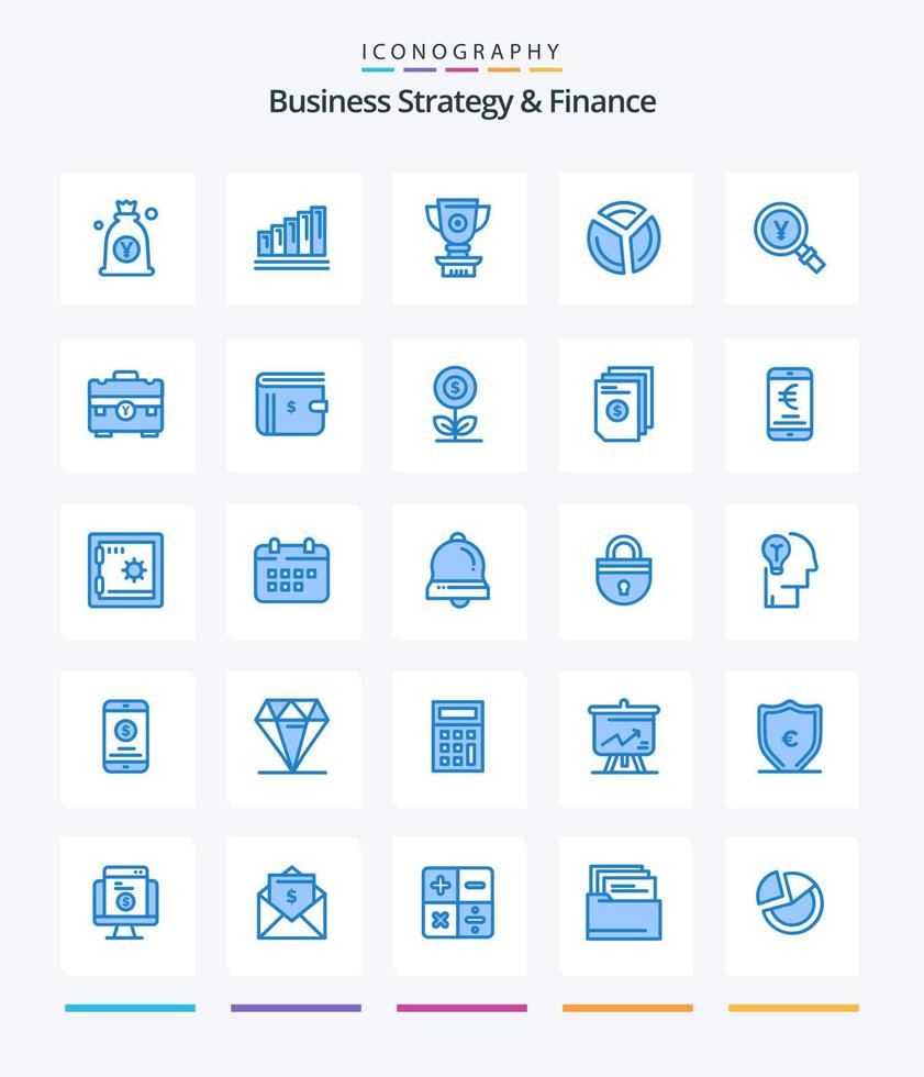 estrategia empresarial creativa y finanzas 25 paquete de iconos azules como análisis. grafico. negocio. cuadro. logro vector