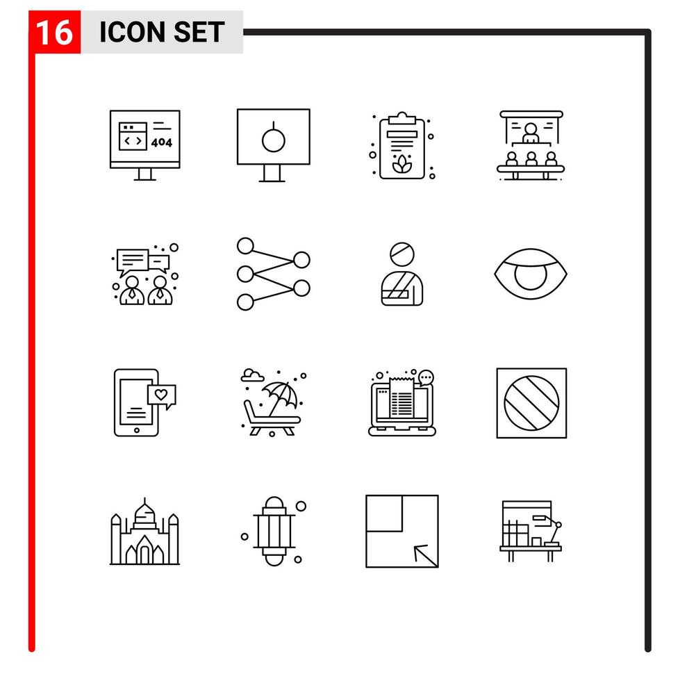 16 Outline concept for Websites Mobile and Apps projector office pc market share lotus Editable Vector Design Elements