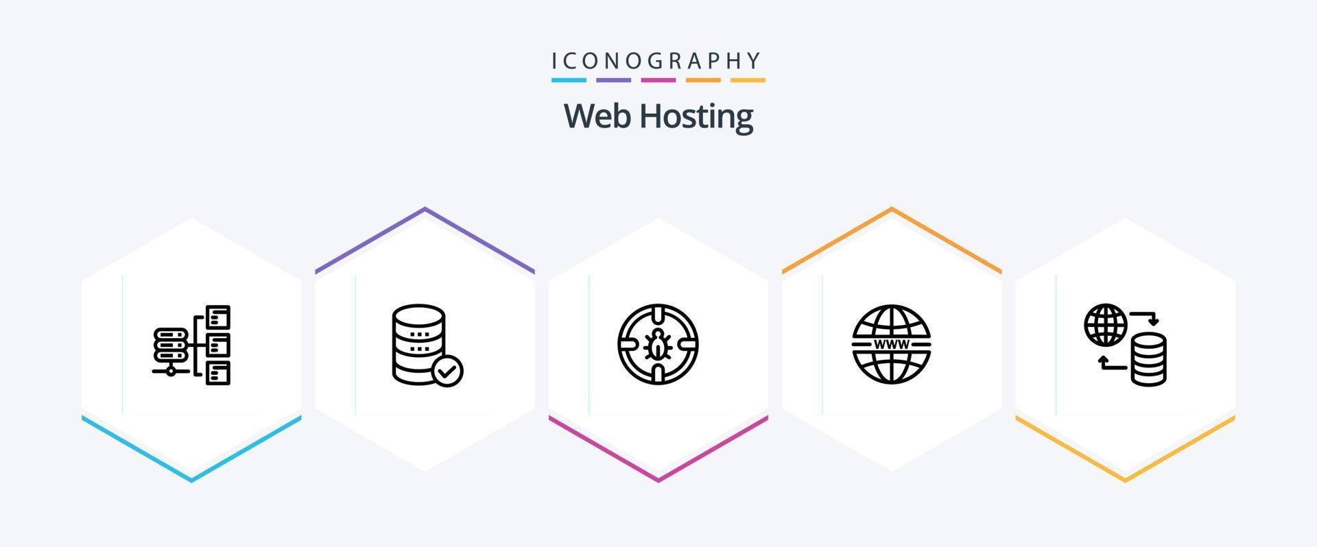 Web Hosting 25 Line icon pack including internet . security. service . protection . internet vector