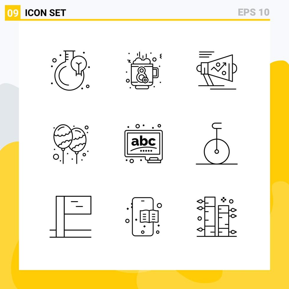 Set of 9 Modern UI Icons Symbols Signs for celebrate holi marketing decoration announce Editable Vector Design Elements