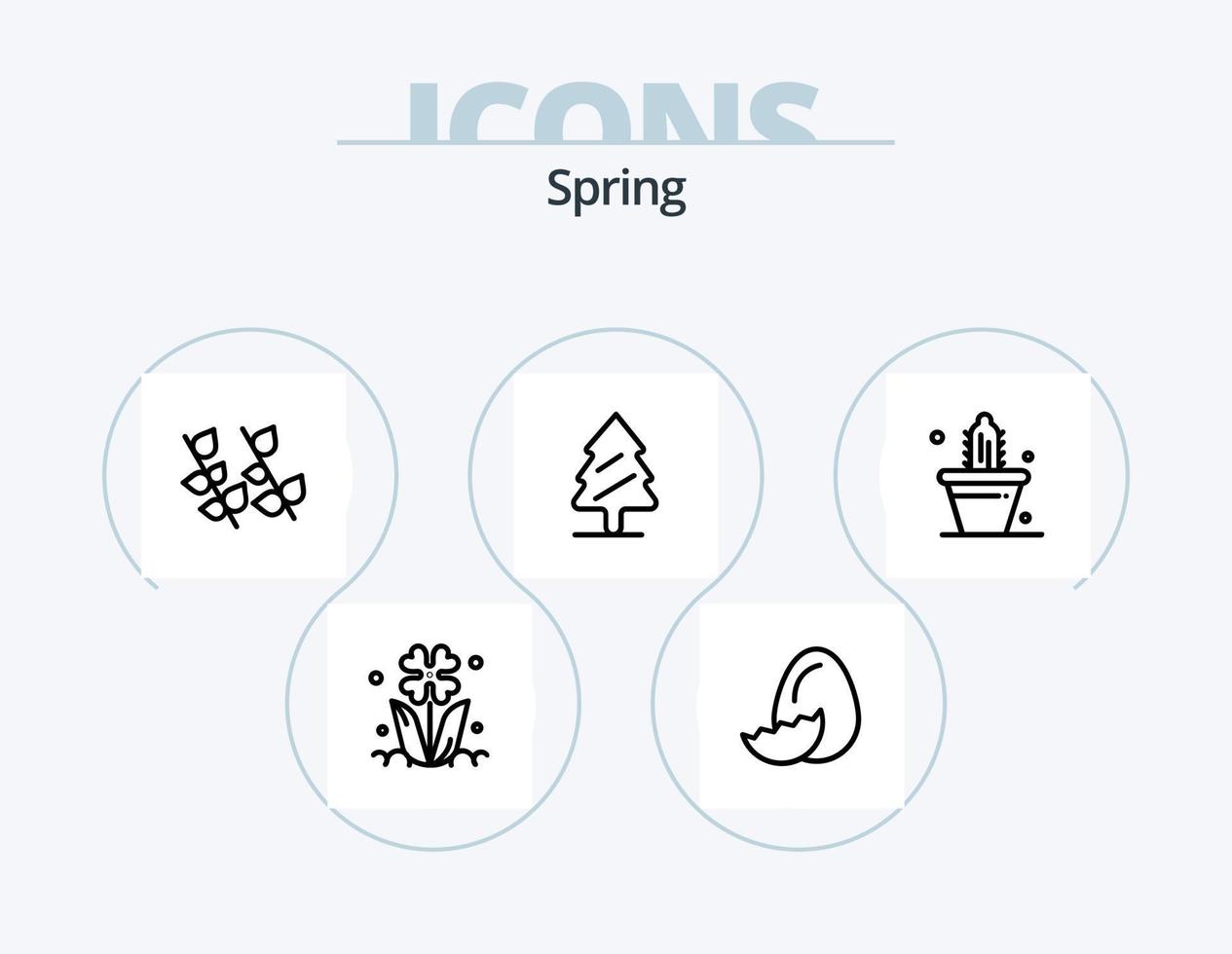Spring Line Icon Pack 5 Icon Design. tree. pine. nature. nature. organic vector
