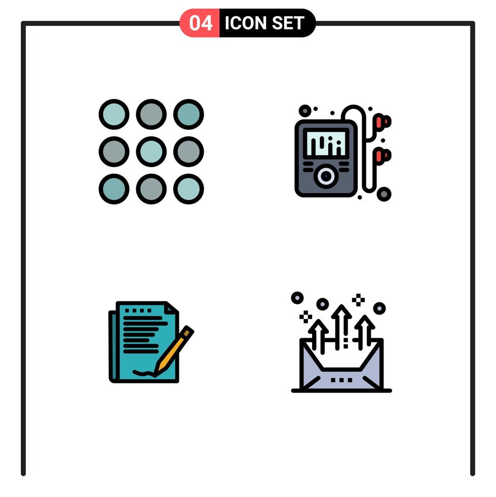 4 Creative Icons Modern Signs and Symbols of creative layout multimedia agreement address Editable Vector Design Elements