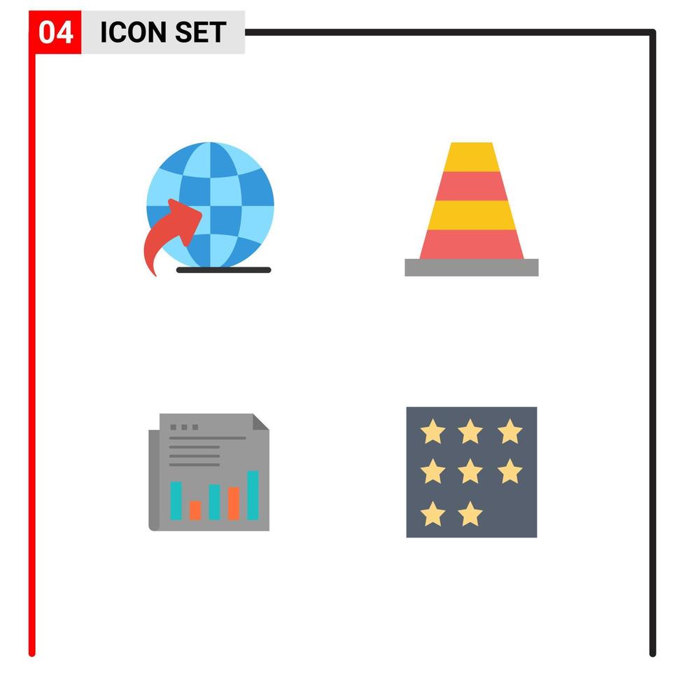 4 paquete de iconos planos de interfaz de usuario de signos y símbolos modernos de elementos de diseño vectorial editables de papel de periódico de cono de mercado de flecha vector