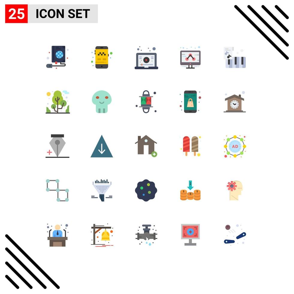 grupo de símbolos de iconos universales de 25 colores planos modernos de música acordeón marketing en Internet elementos de diseño de vectores editables de negocios