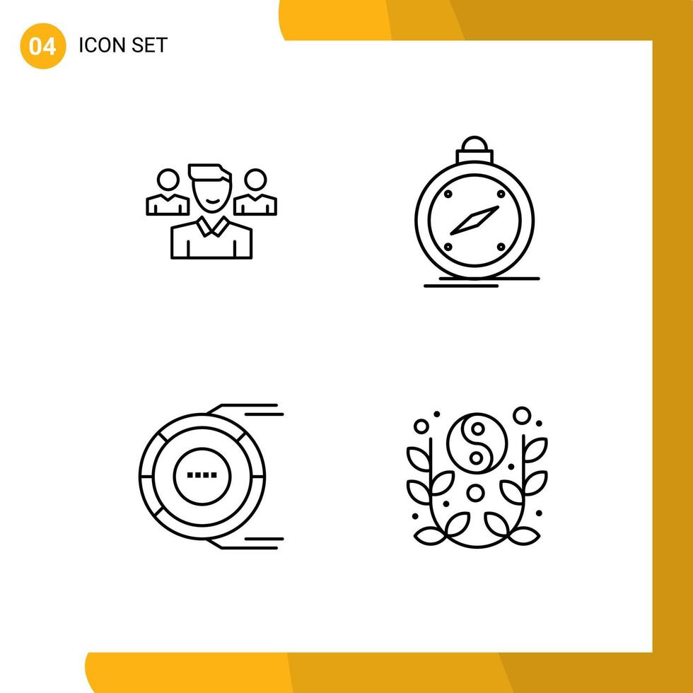 Set of 4 Modern UI Icons Symbols Signs for team allocation squard navigation diagram Editable Vector Design Elements